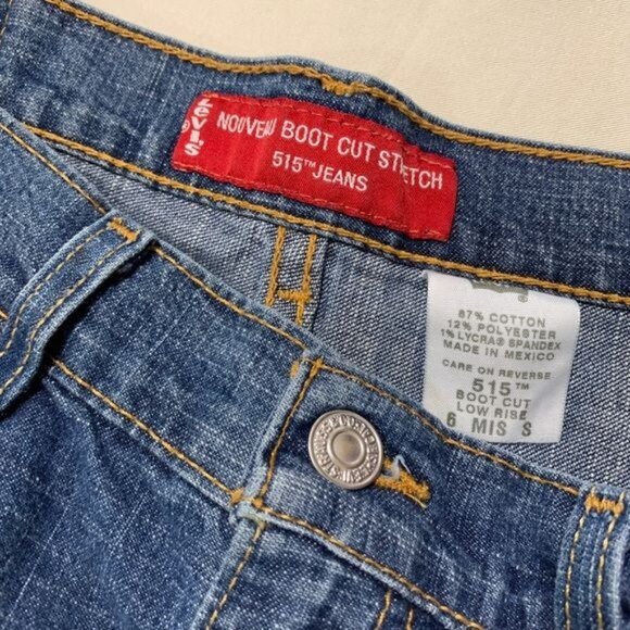 Levi's 515 Nouveau Women's Low Rise Blue Denim Boot Cut Stretch Jeans Size 6 - Picture 4 of 7